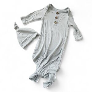 Caden Lane Light Gray Infant Gown with Button Placket